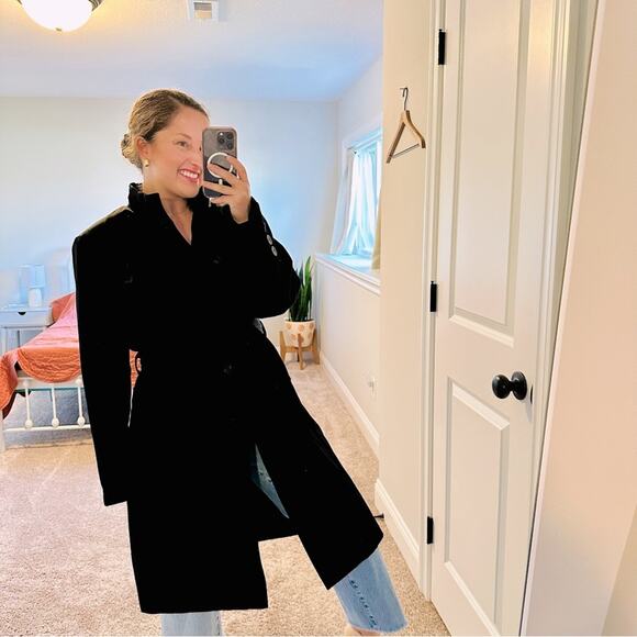 Vintage Dana Buchman Black Lined Long Line Coat Jacket XL - Picture 1 of 11